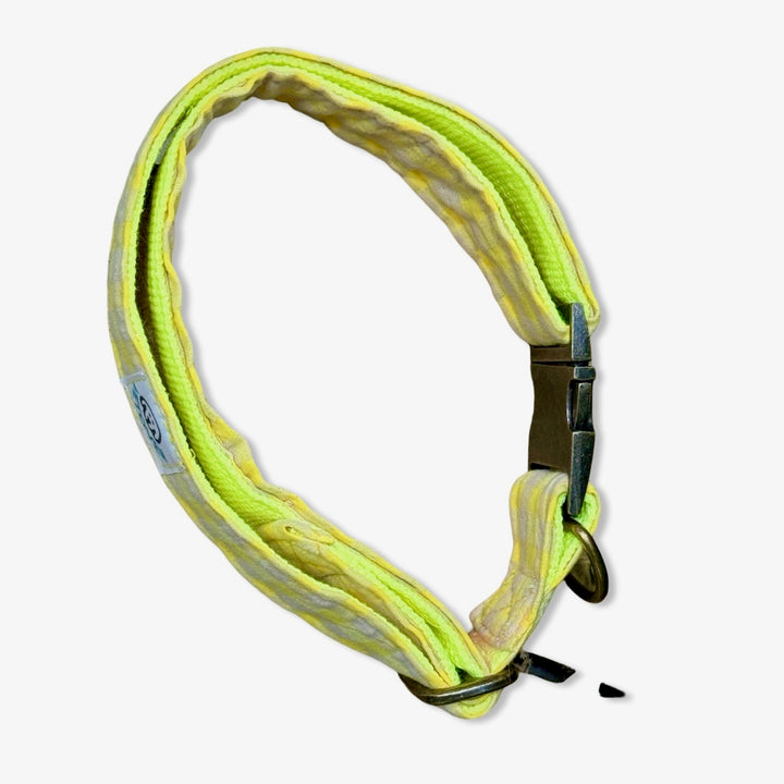 🍋 Collar para Perros Vichy Neón Lemon Drop – Hecho a Mano y Diseñado por Veterinarios