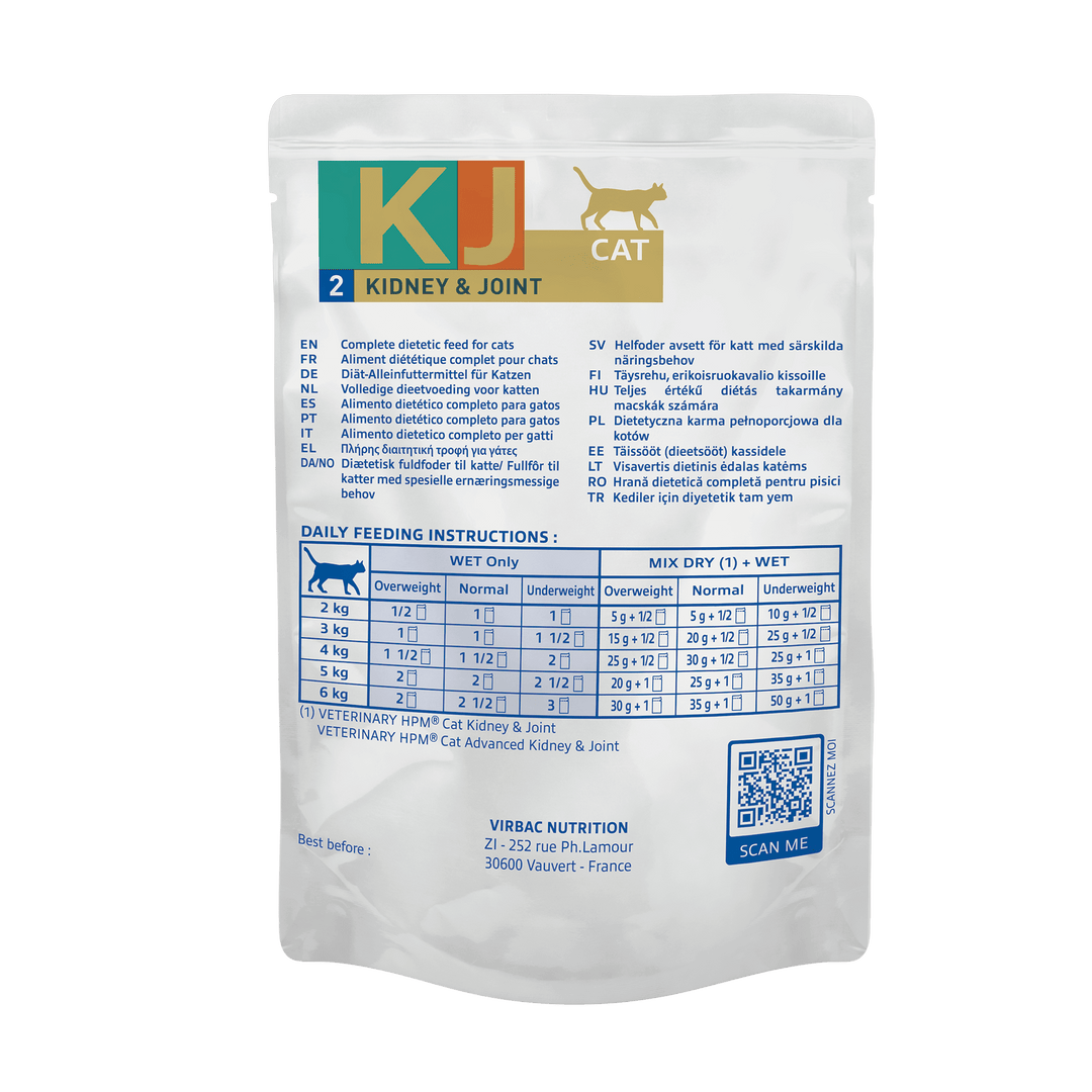 Virbac HPM KJ2 Wet Cat Early Kidney & Joint – Comida Húmeda para Gatos con Apoyo Renal y Articular – 12 x 85 g